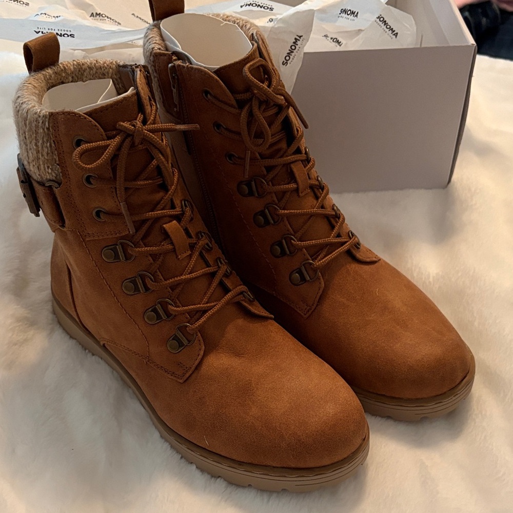 New Women’s Casual Lace-Up Ankle Boot - Brown 8.5